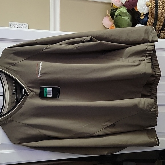 Nike Golf taupe black trim windproof V neck pullover long slv 2 pocket XL New… - Picture 1 of 12